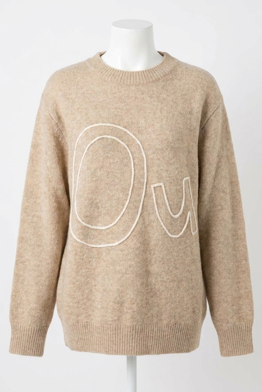 NEW AND THE WHY oui and yes embroidered sweater in mocha